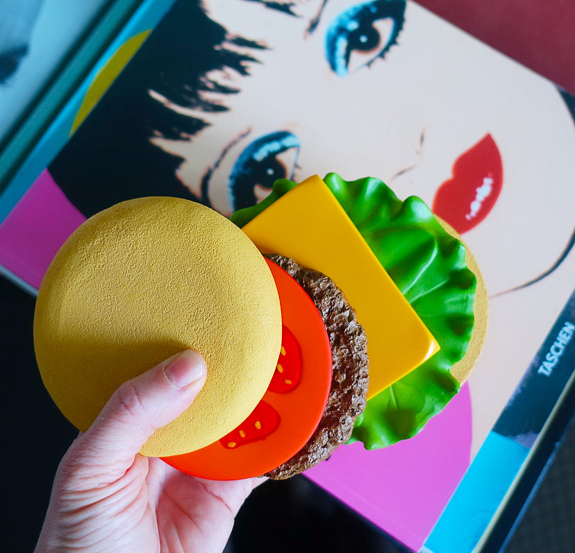 Retro burger coaster set