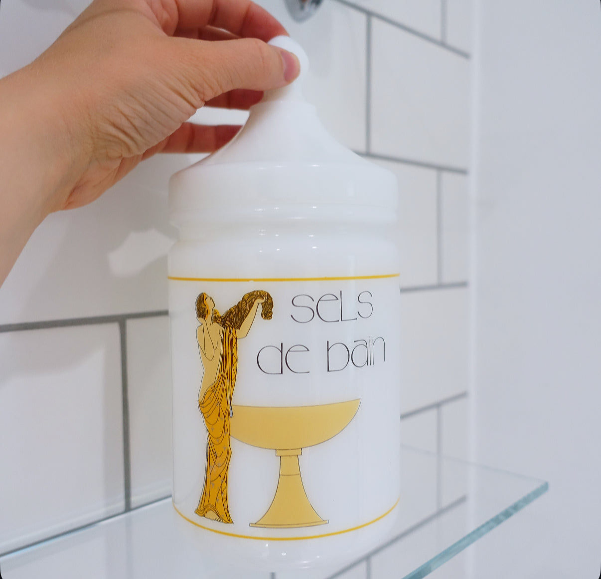Opaline bath salts jar