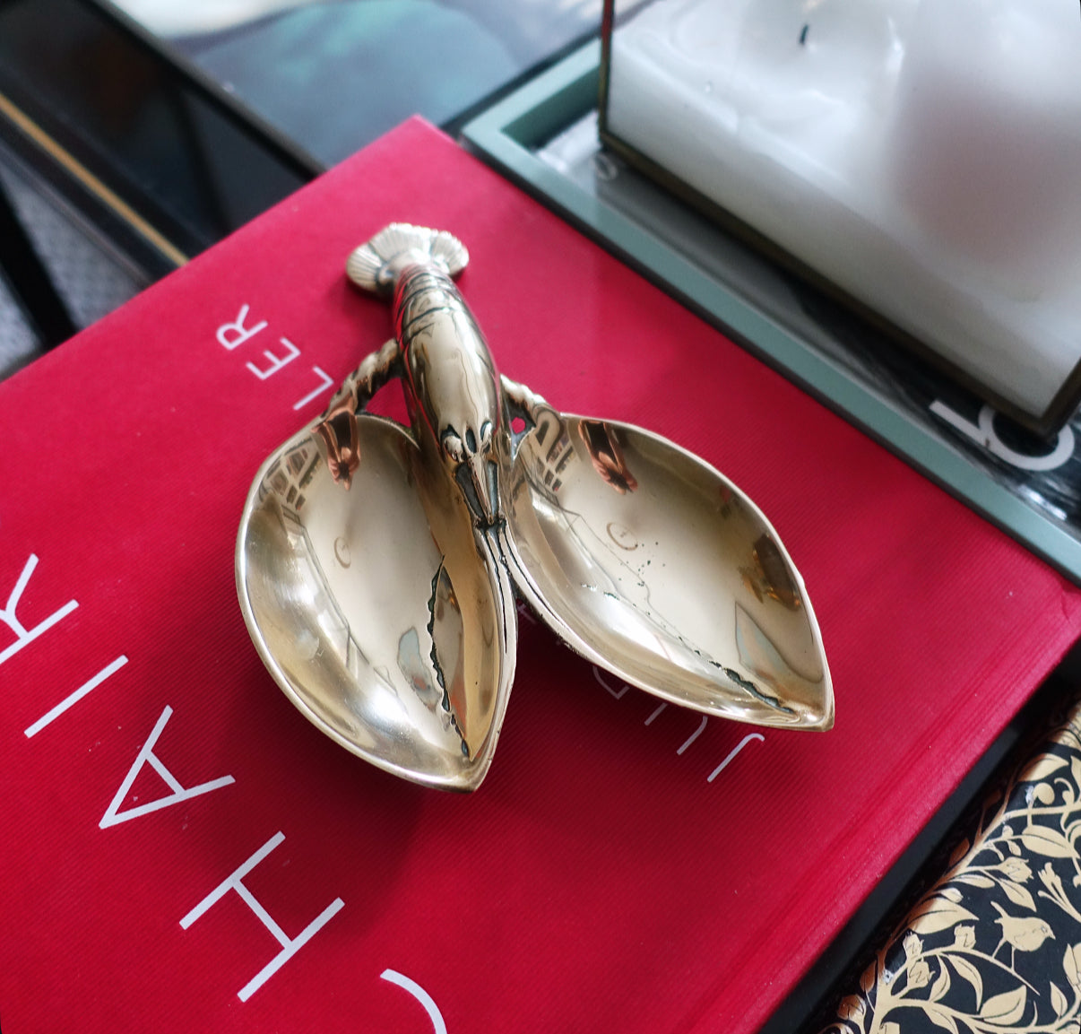 Brass lobster trinket dish