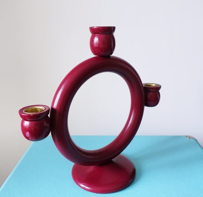 Vintage Swedish wooden candelabra