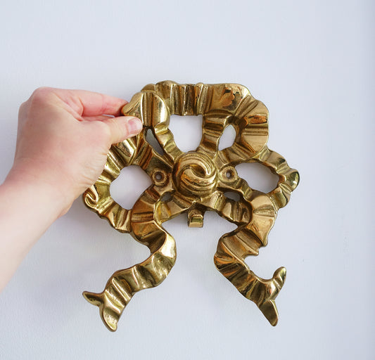 Large Hollywood Regency brass bow wall hook
