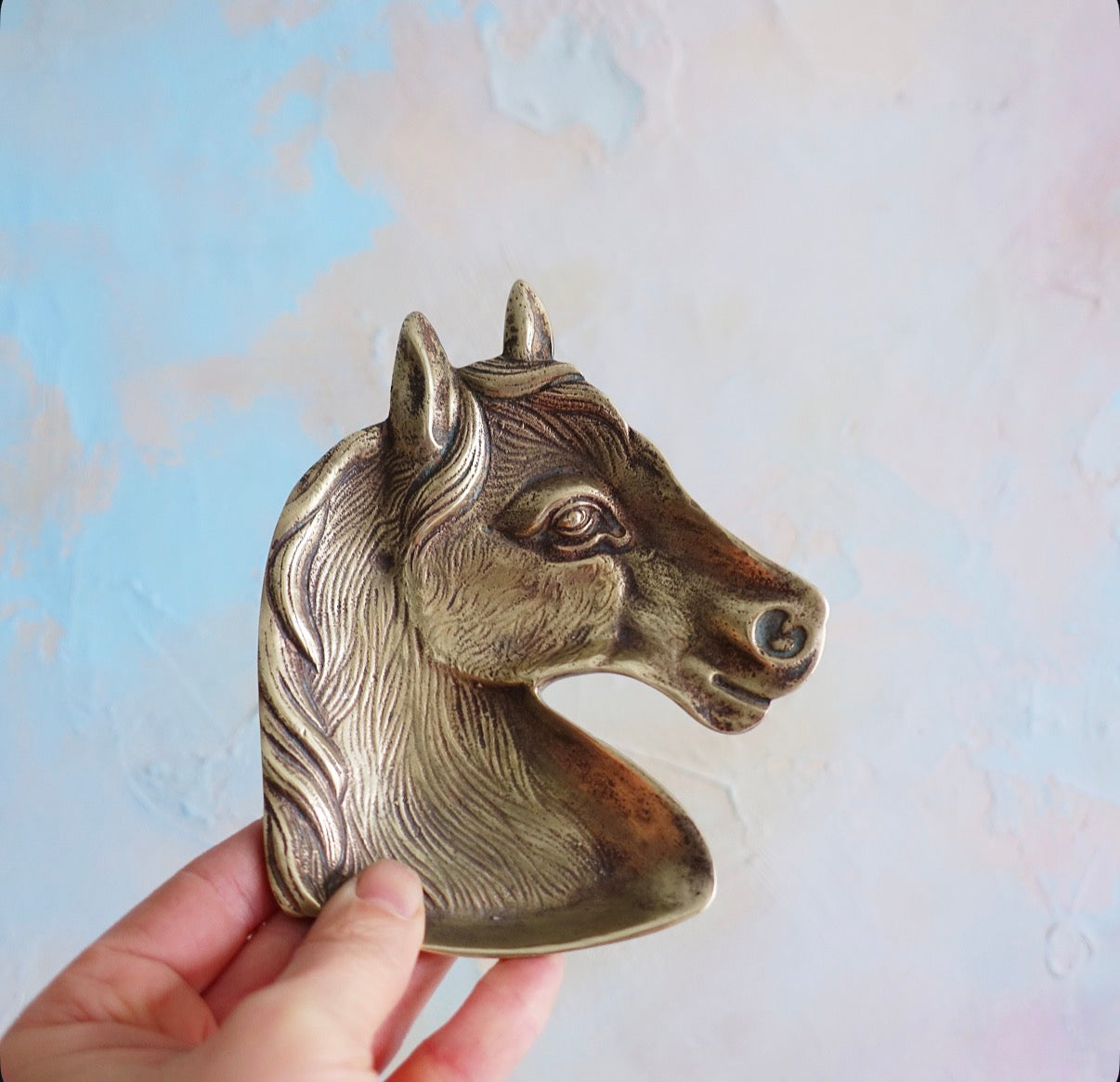 Brass horse trinket dish
