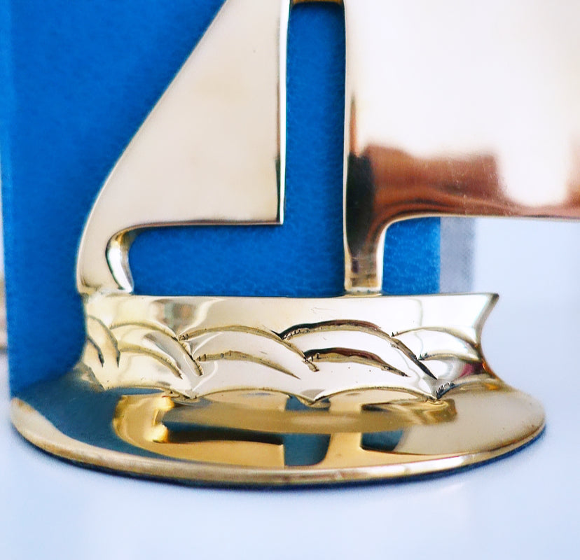 Pair of brass yacht bookends