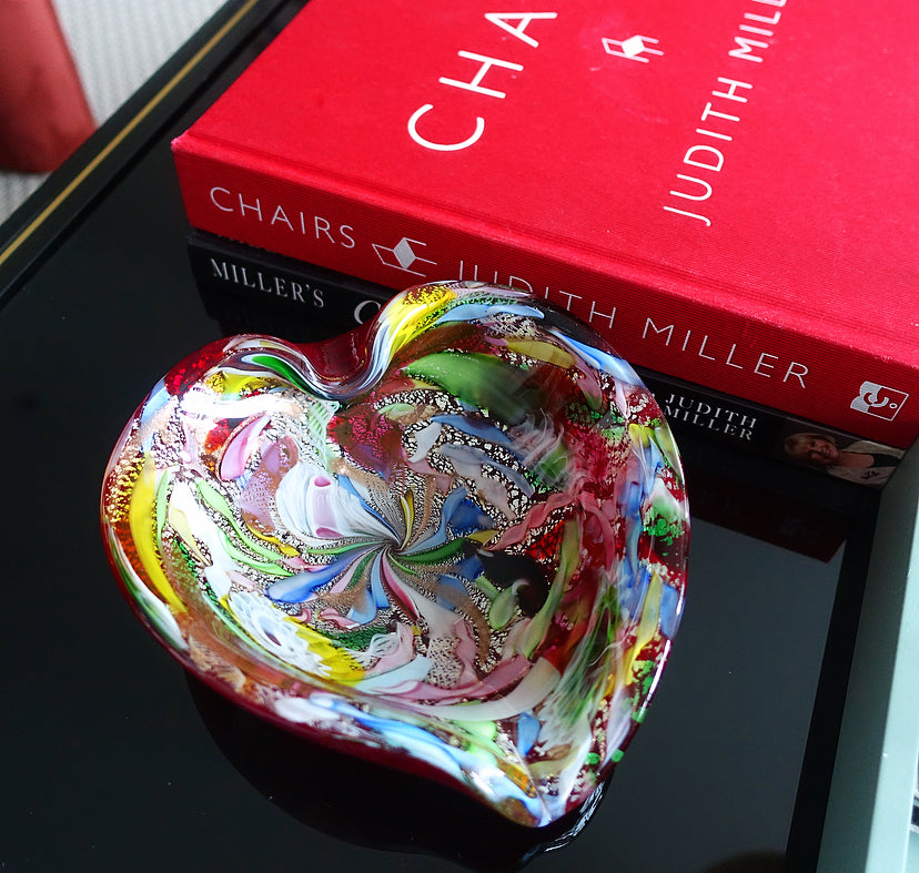 Large heart shaped Bizantino Murano glass dish