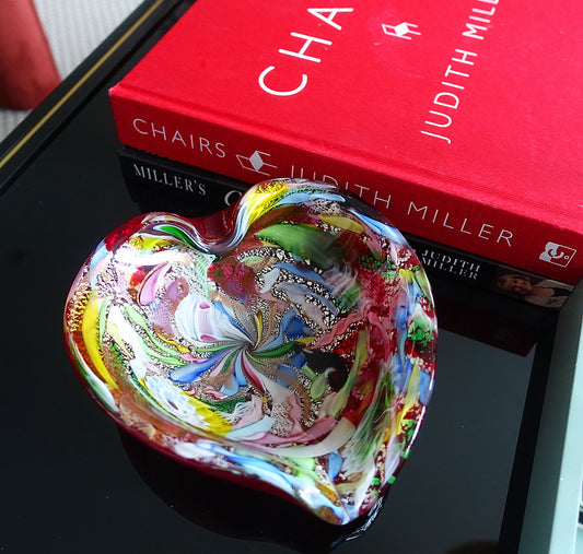 Large heart shaped Bizantino Murano glass dish