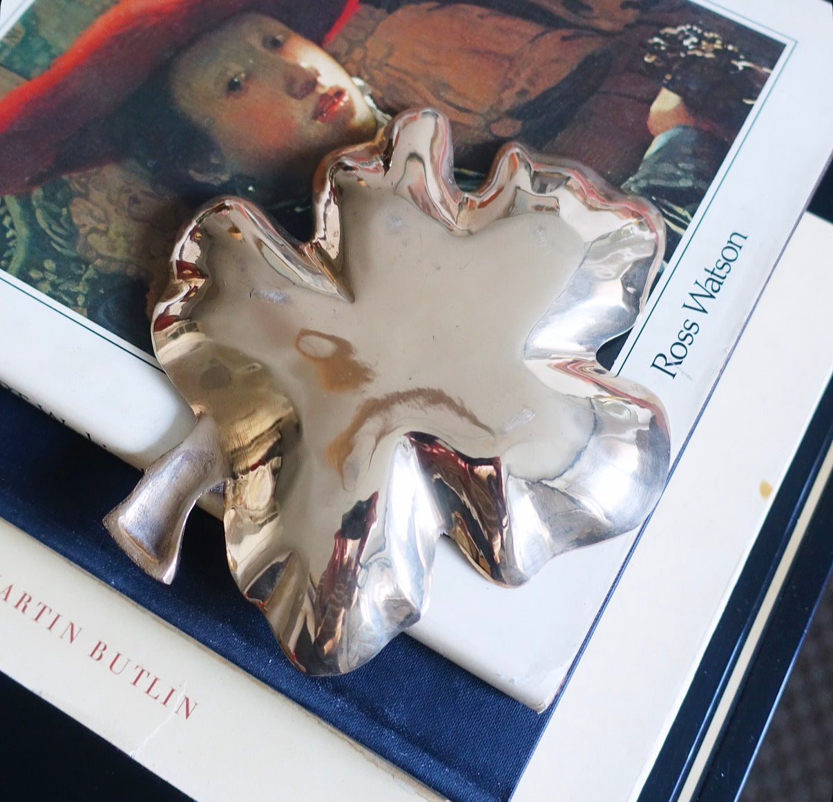 Brass leaf trinket dish