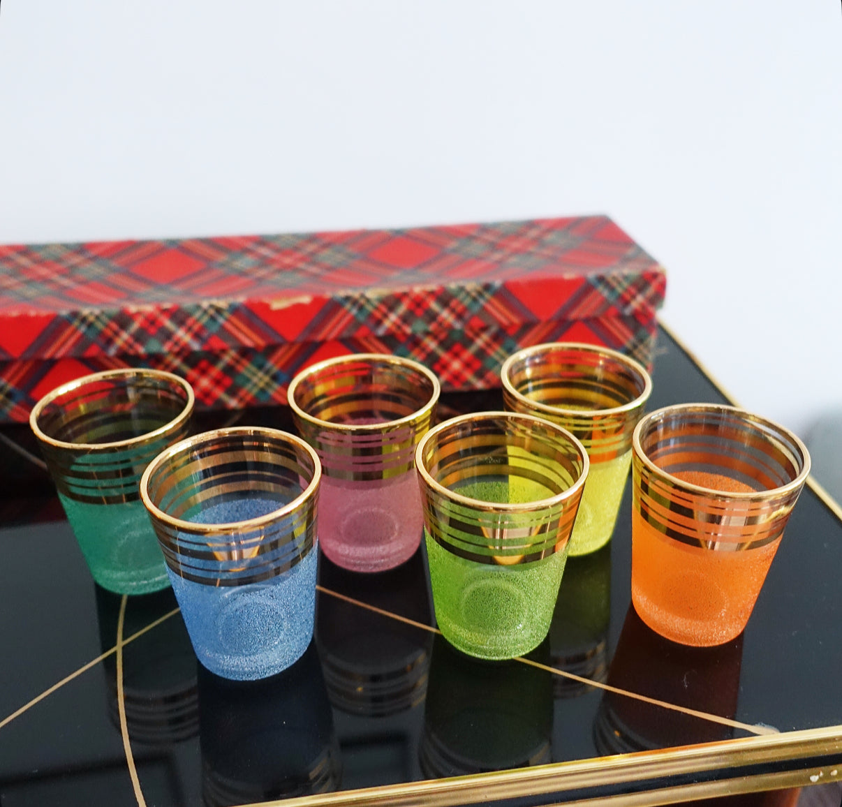 Rainbow Sugar frosted shot glass set