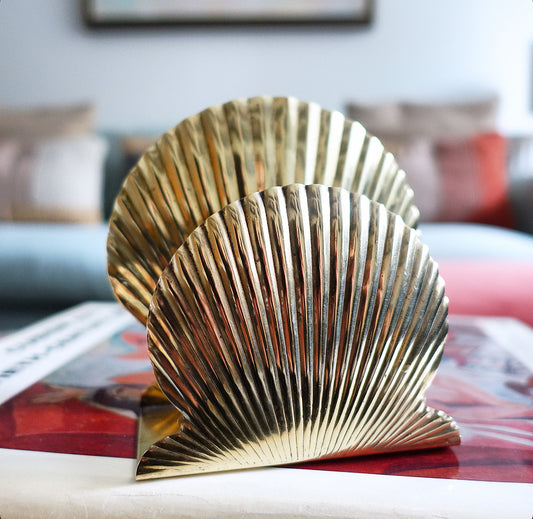 Hollywood regency brass shell letter holder