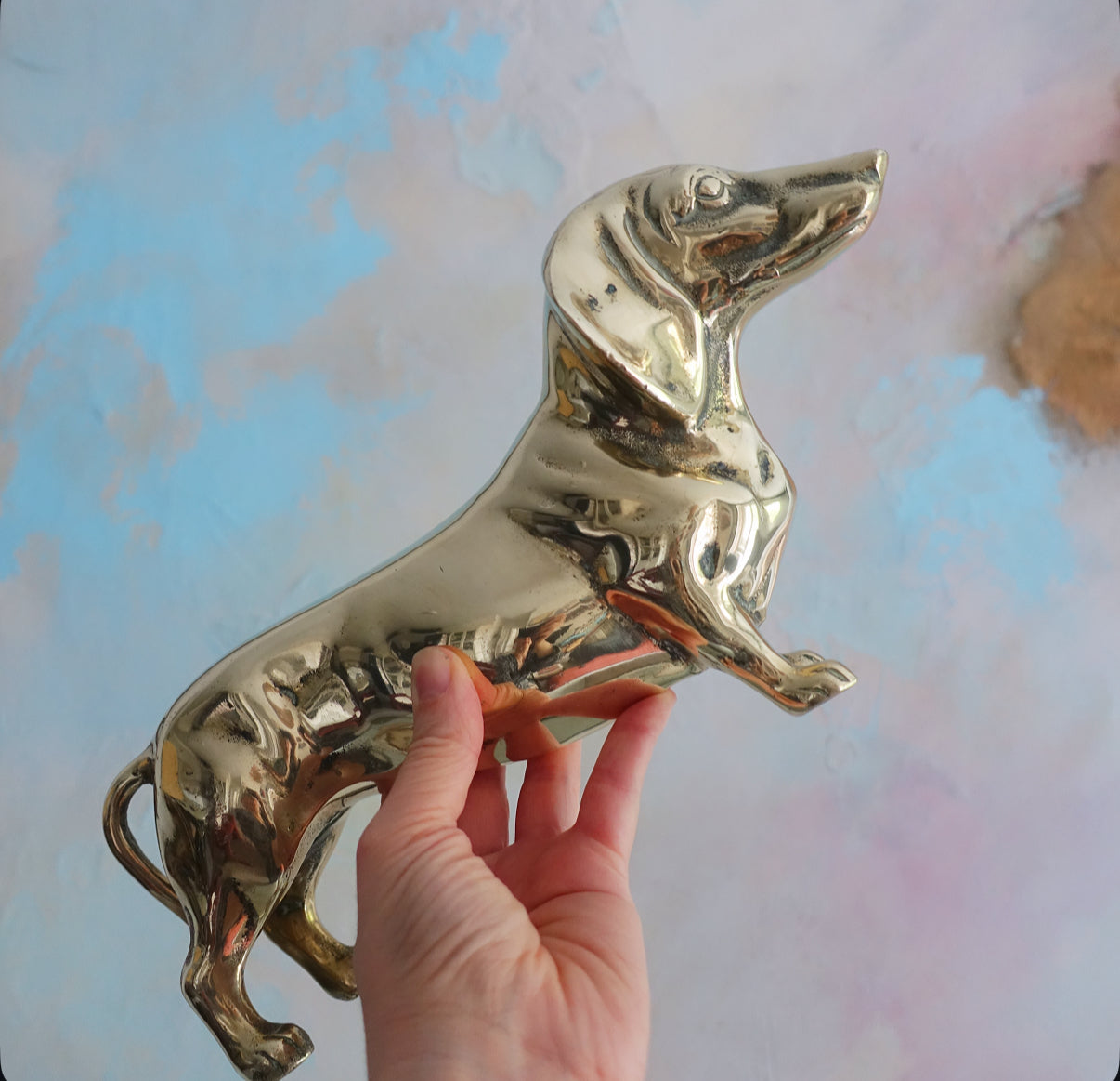 XL brass Dachshund