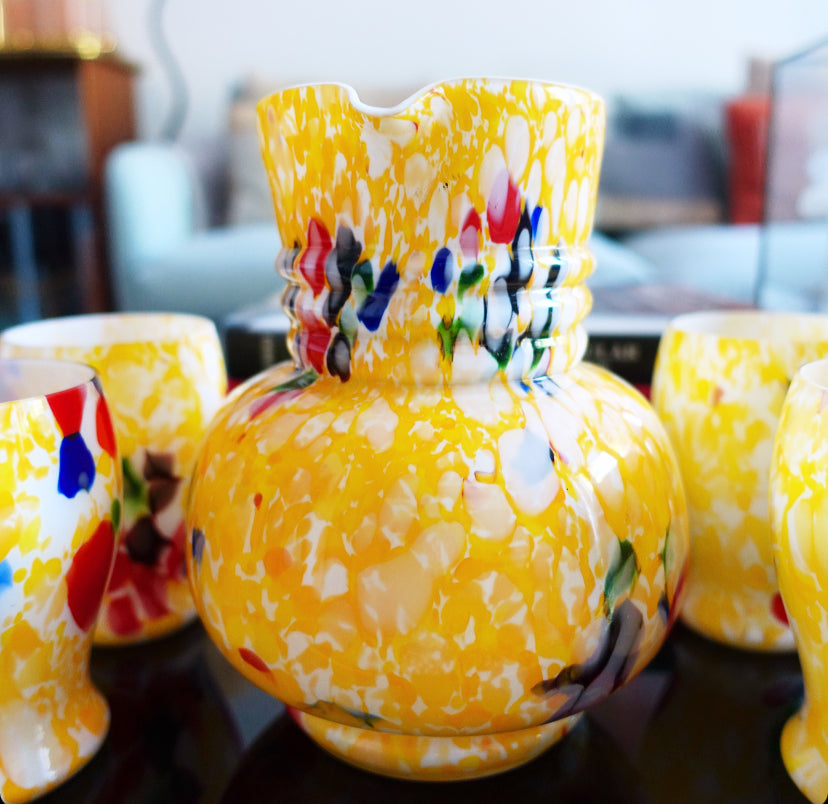 Splatter glass jug & glasses set