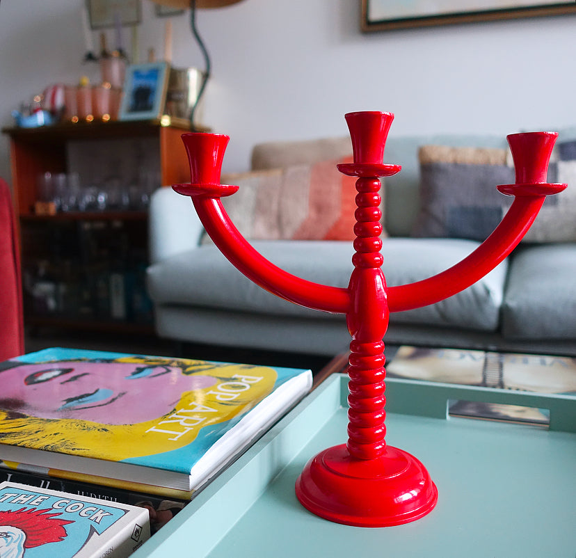 Swedish wooden candelabra