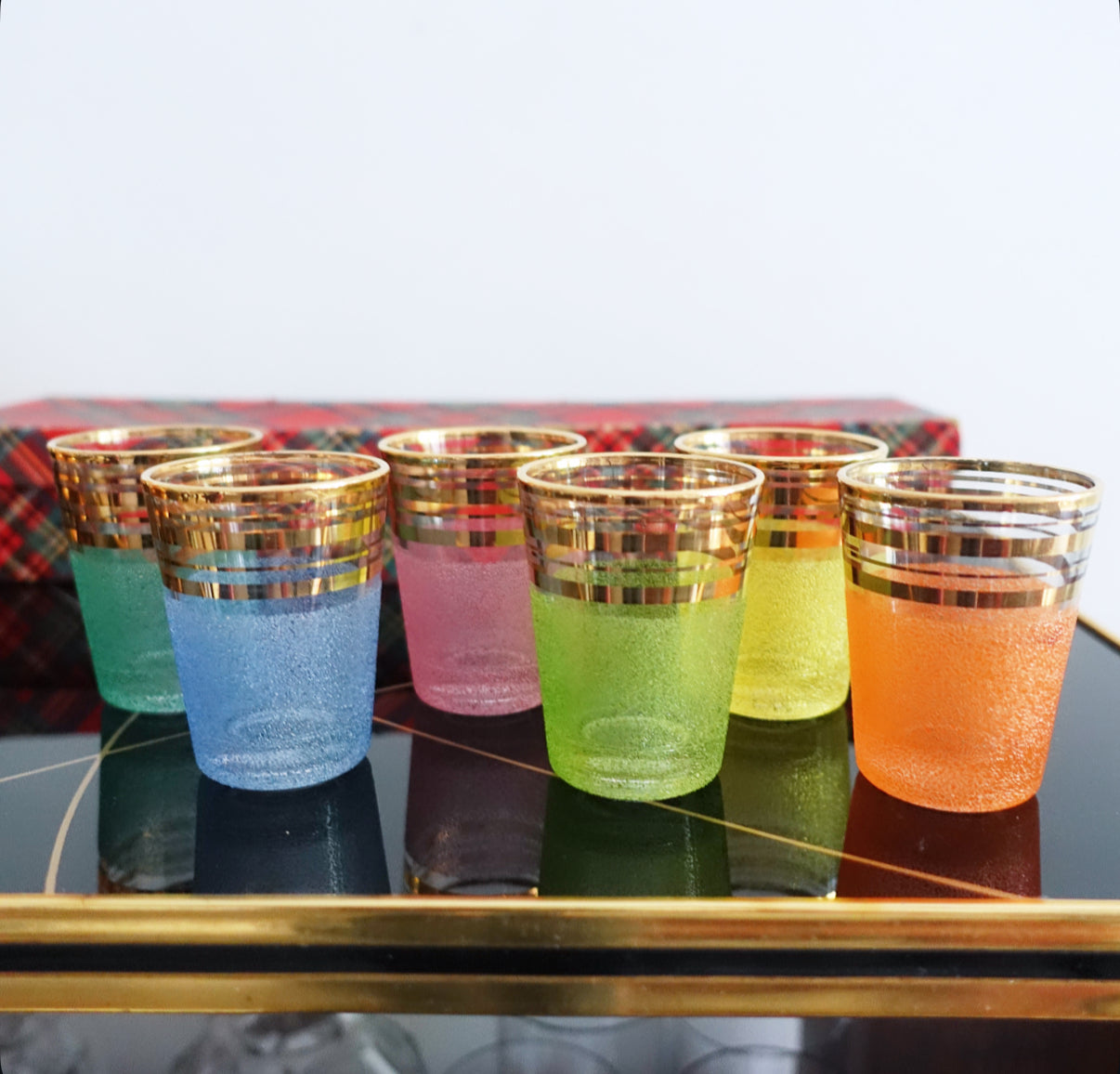 Rainbow Sugar frosted shot glass set