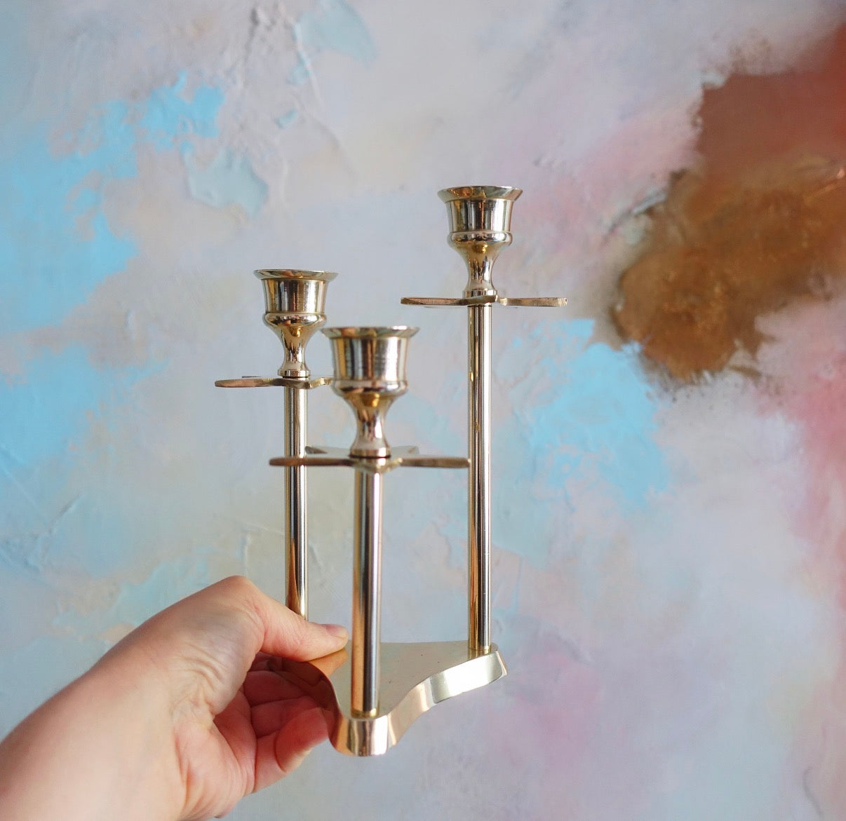 Brass star candle holder