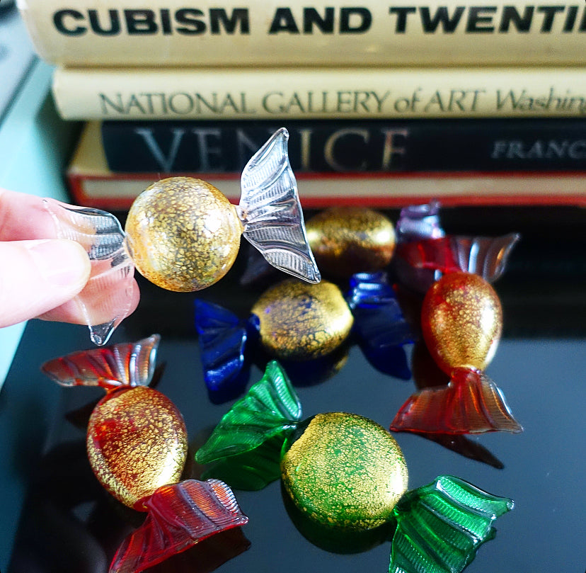 Set of six vintage art glass sweets