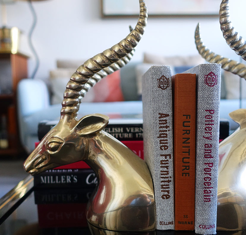 Pair of brass gazelle bookends