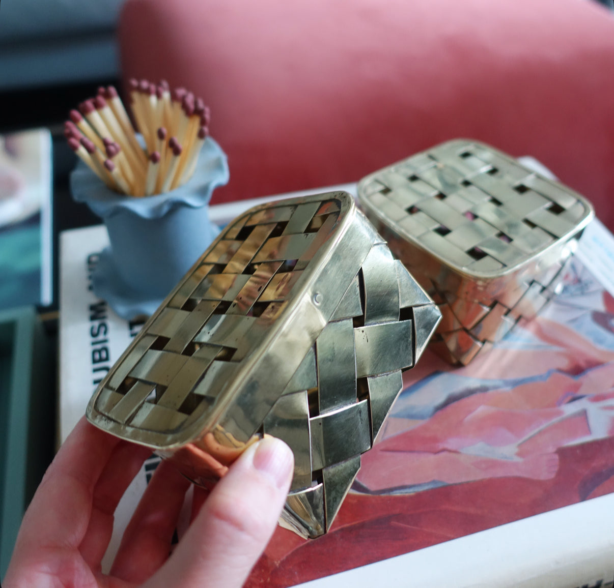 Decorative Woven brass box set
