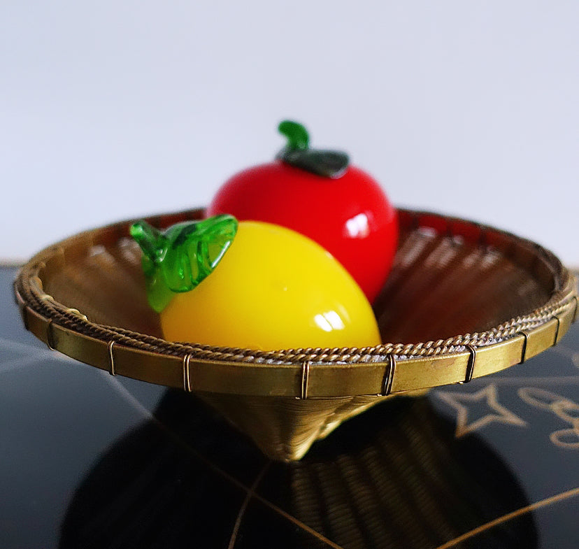 Vintage woven brass basket