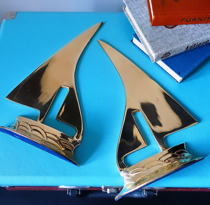 Pair of brass yacht bookends