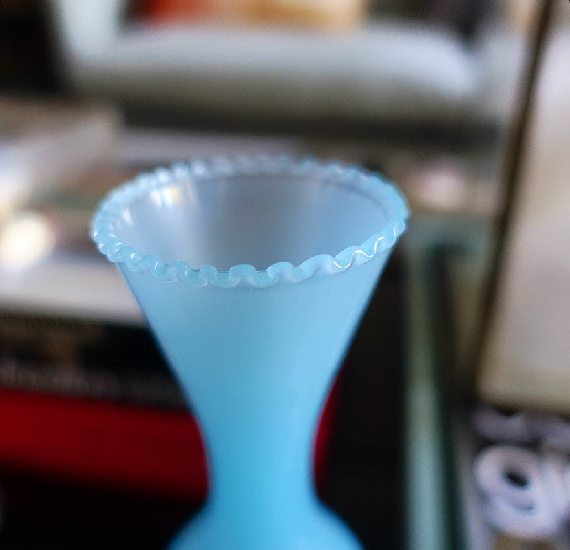 Blue opaline bud vase