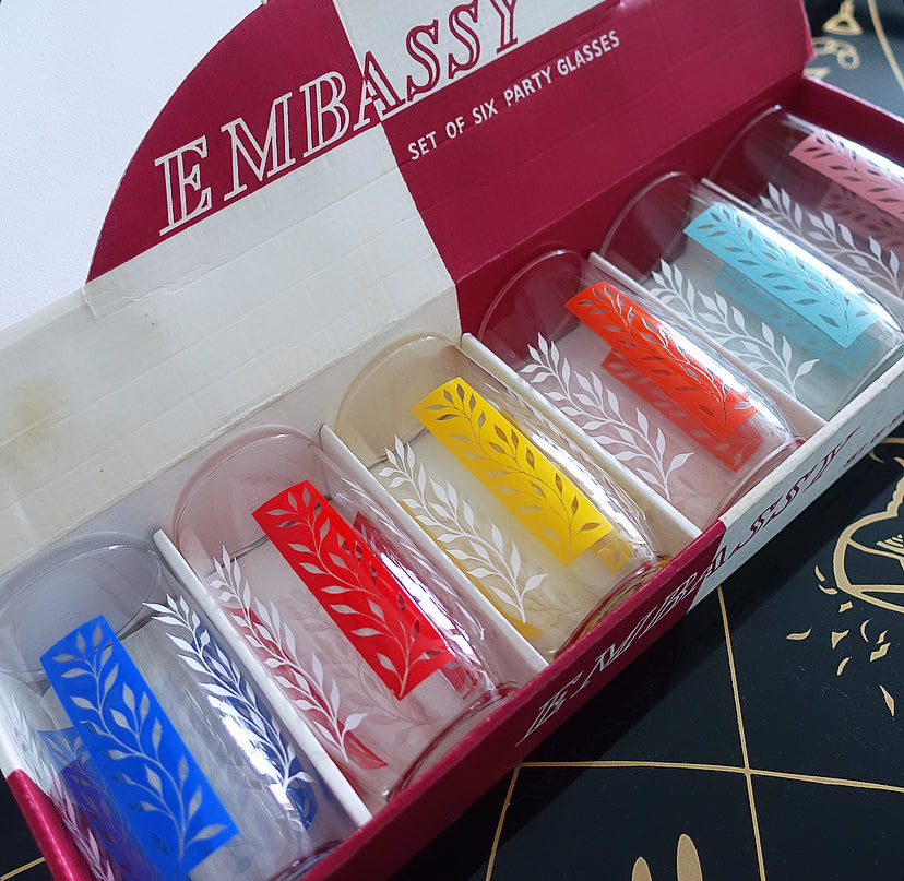 Set of six rainbow glasses