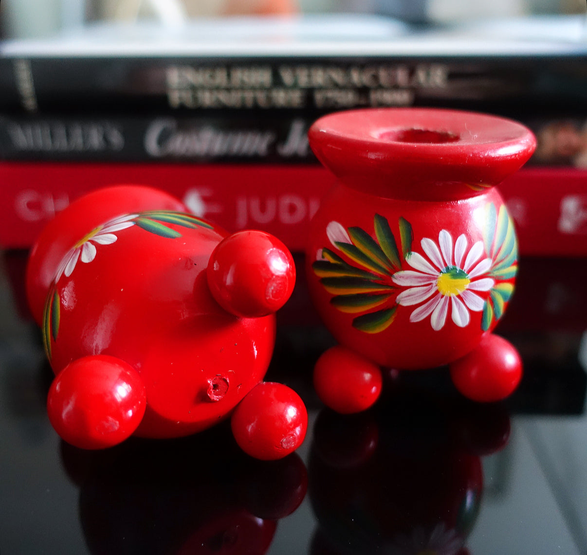 Swedish folk art candle holders