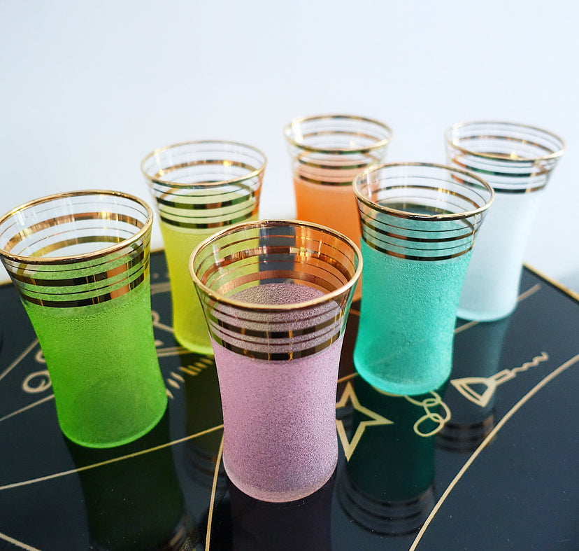 Rainbow Sugar frosted glasses set