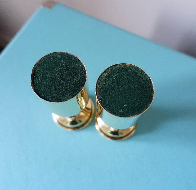 Pair of short Danish brass candle holders