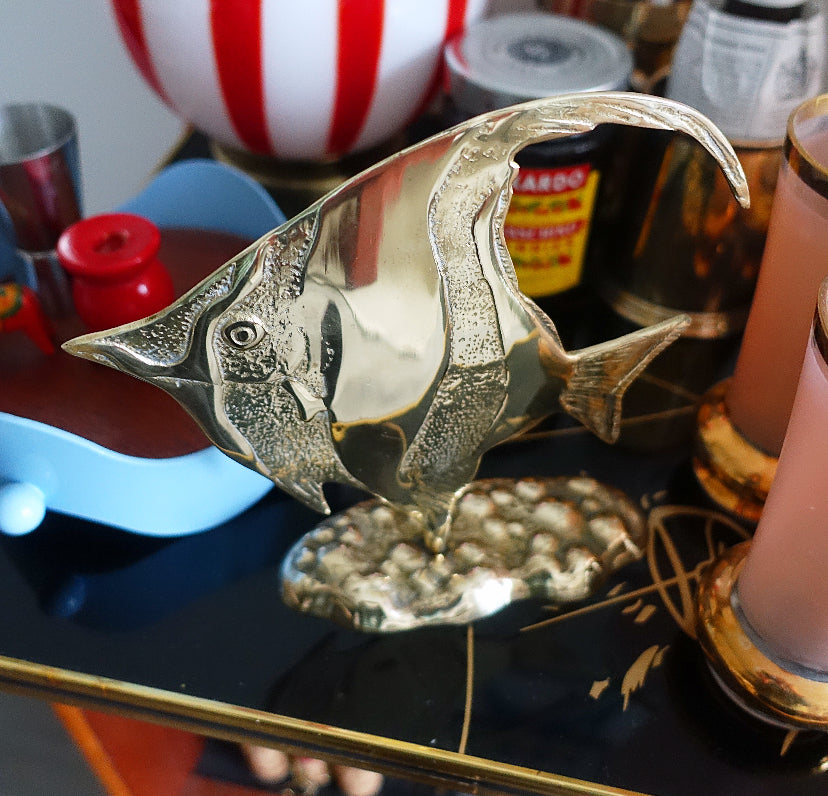 Hollywood regency brass Angel fish