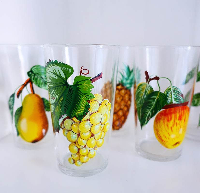 Set of six fruit glasses