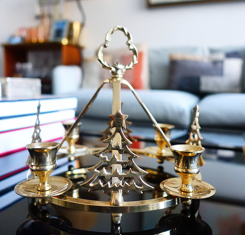 Brass Christmas tree centrepiece