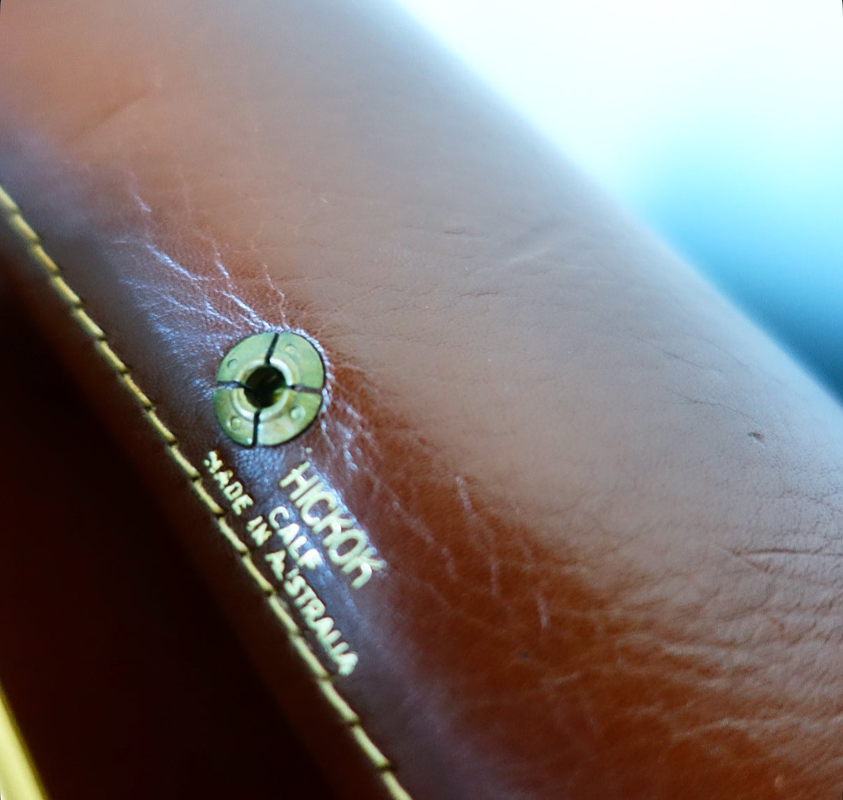 Set of six travel cups in leather case