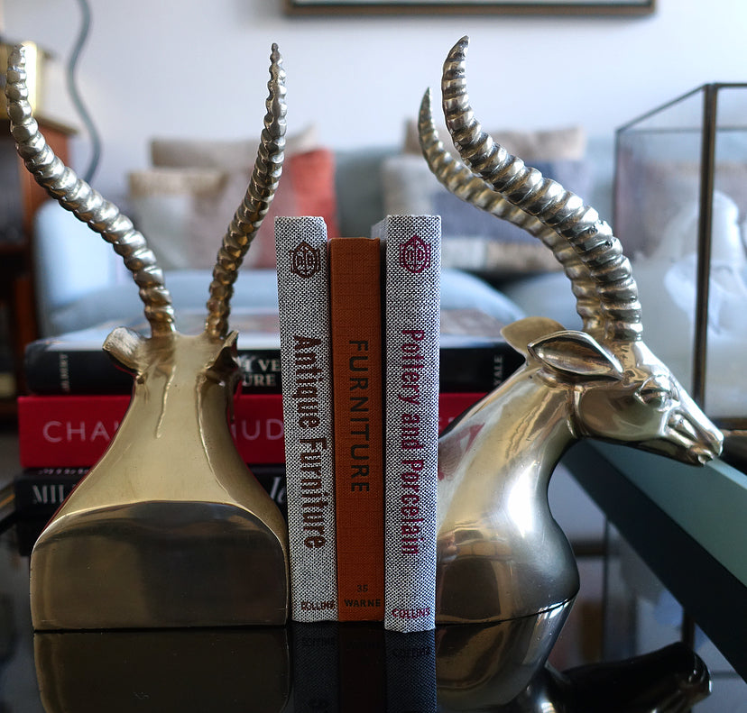 Pair of brass gazelle bookends