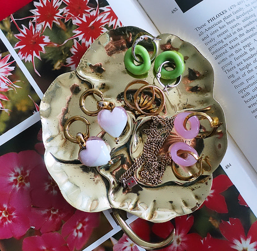 Brass pansy trinket dish