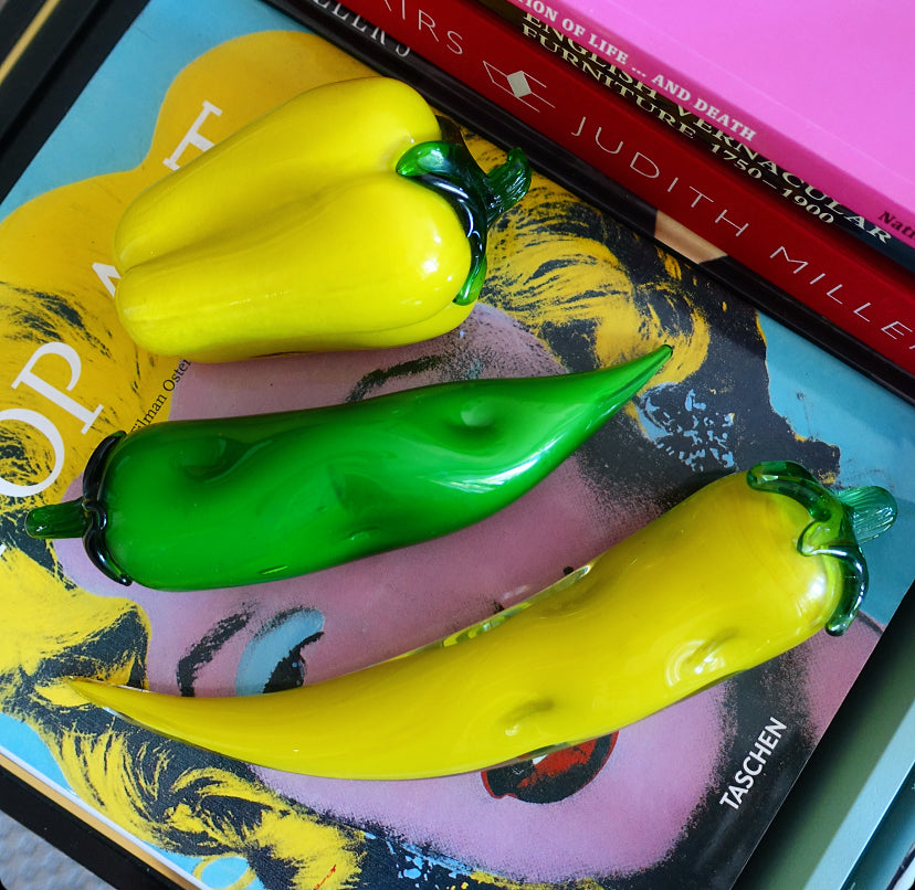 Art glass yellow chilli pepper