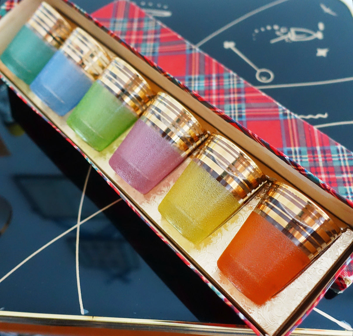 Rainbow Sugar frosted shot glass set