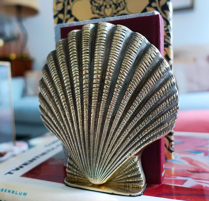 Brass scallop shell bookends