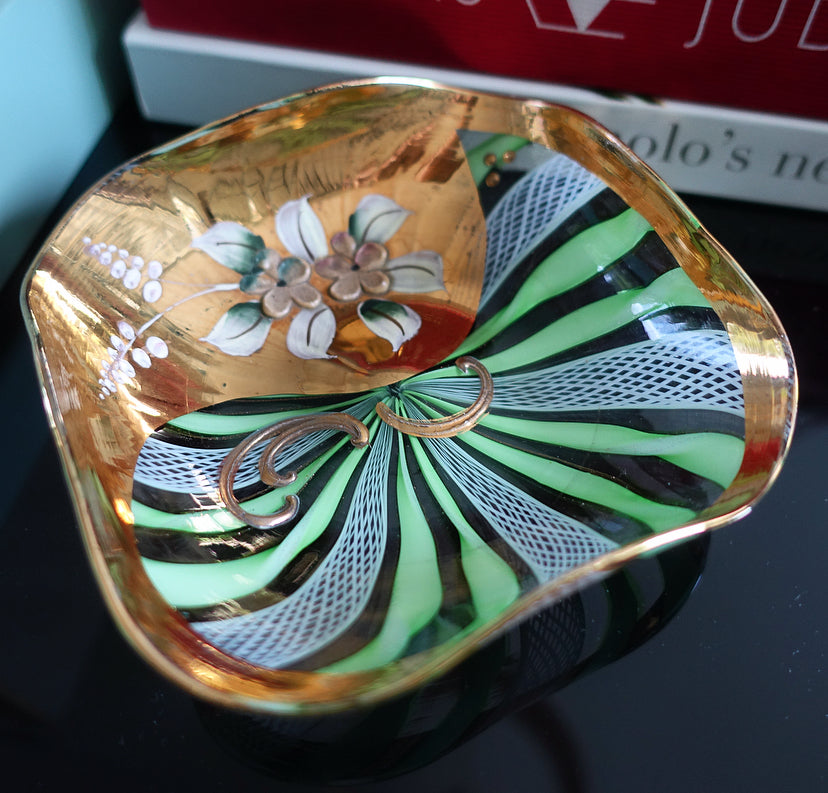 Tre Fuochi Zanfirico Murano glass trinket dish