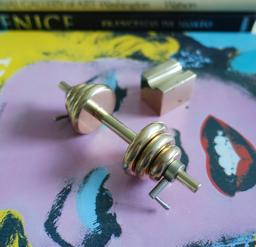 Rare brass barbell paperweight
