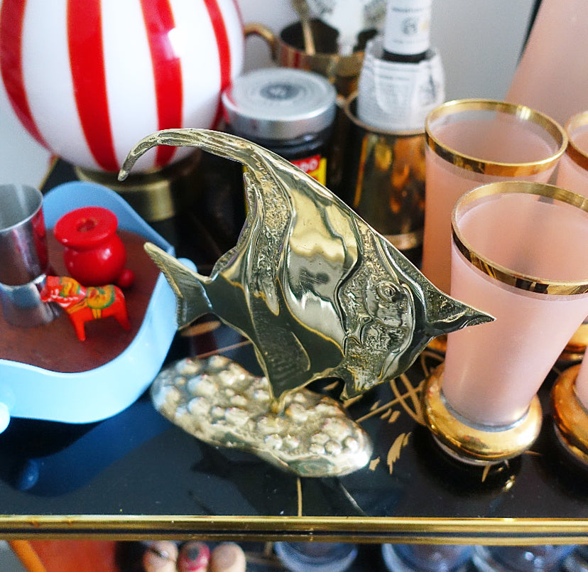 Hollywood regency brass Angel fish