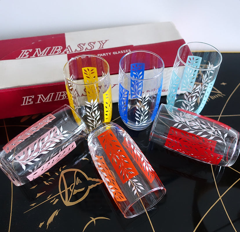 Set of six rainbow glasses