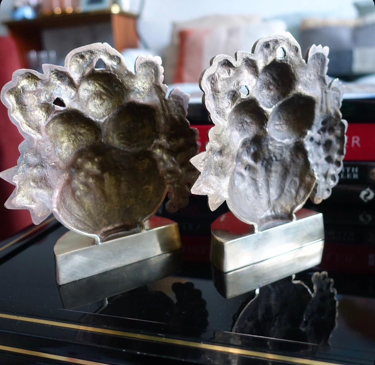 Brass fruit bookends