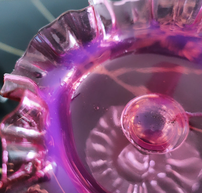 Pink opaline glass Bon Bon dish