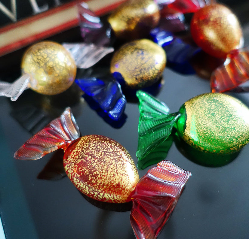 Set of six vintage art glass sweets