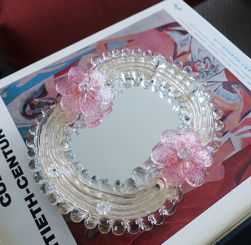 Small Murano glass flower mirror
