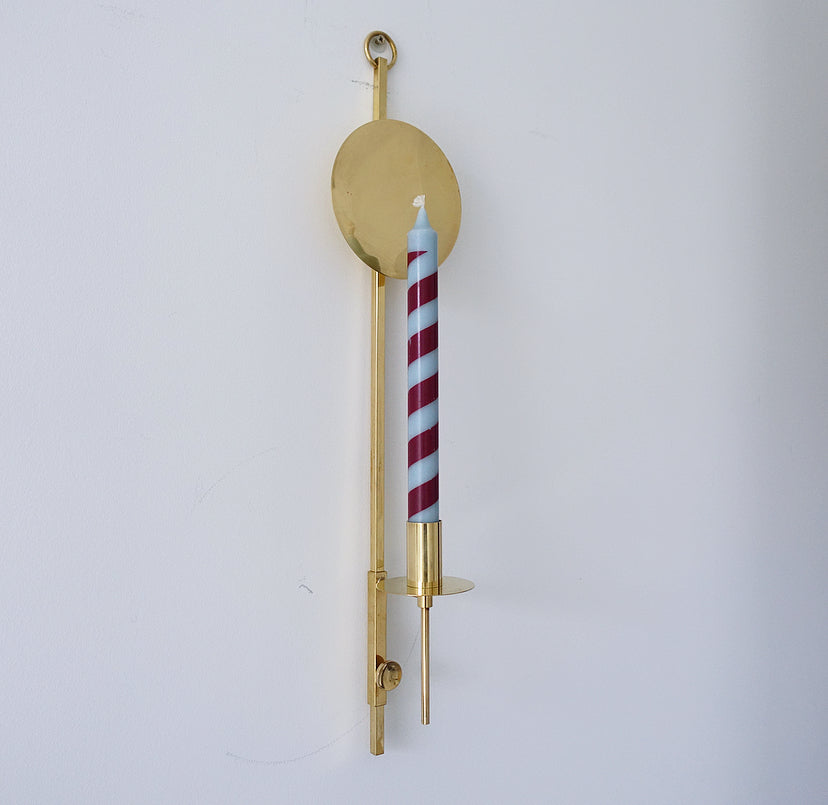 Single vintage brass candle sconce