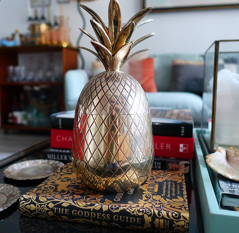 Large brass Hollywood Regency pineapple