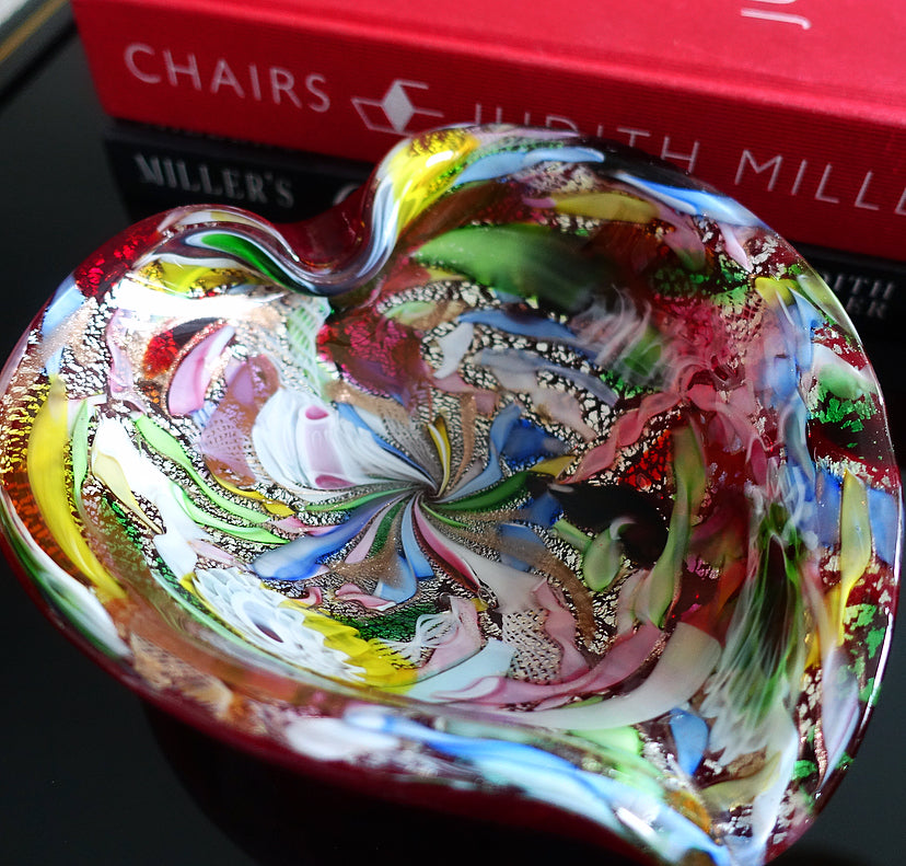 Large heart shaped Bizantino Murano glass dish