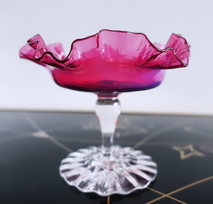 Pink opaline glass Bon Bon dish