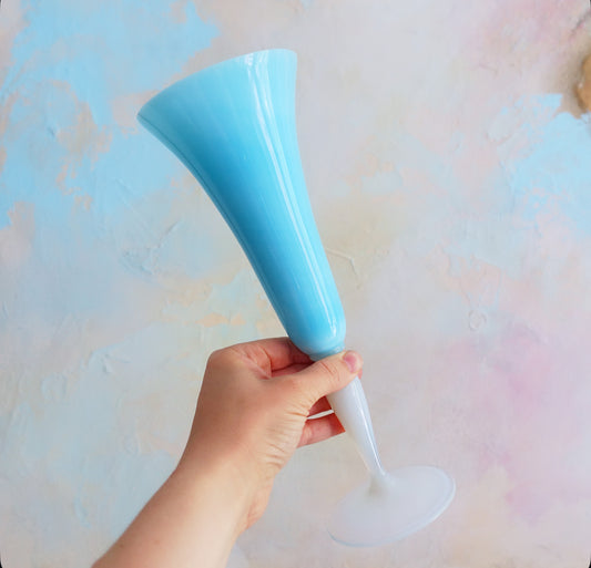 Baby blue opaline glass vase