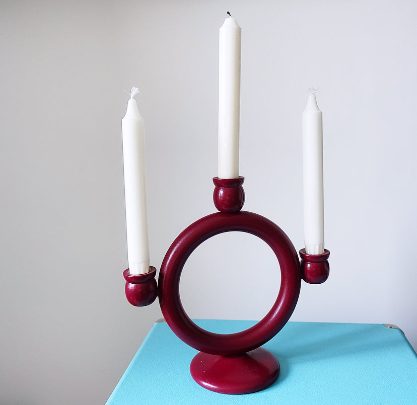 Vintage Swedish wooden candelabra